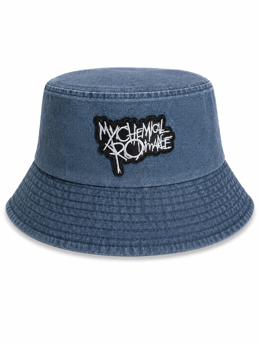 My Chemical Romance Blue Denim Bucket Hat Emo Rock Band Patch Hat